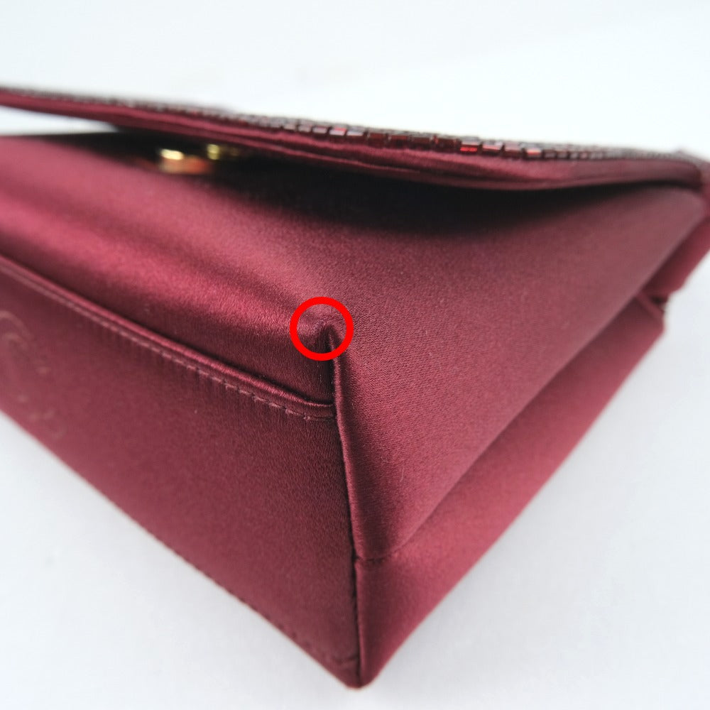 Chanel Shoulder Bag Satin, Rhinestone Bordeaux Coco Mark Party Bag Women