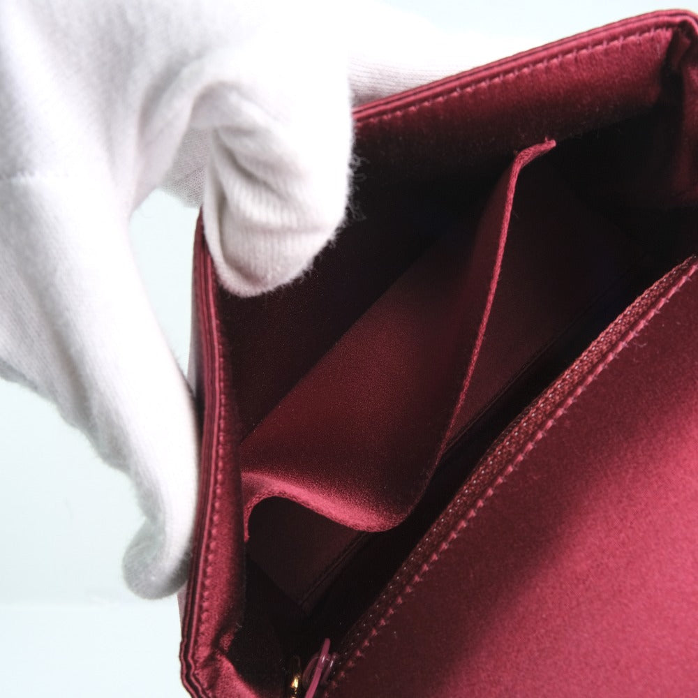 Chanel Shoulder Bag Satin, Rhinestone Bordeaux Coco Mark Party Bag Women