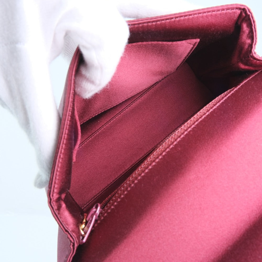 Chanel Shoulder Bag Satin, Rhinestone Bordeaux Coco Mark Party Bag Women