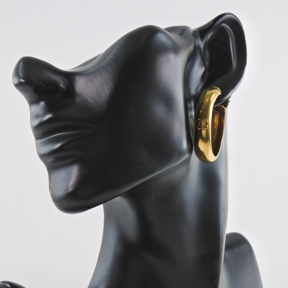 Chanel Earring Plated Gold Gold Hoop Coco Mark Women