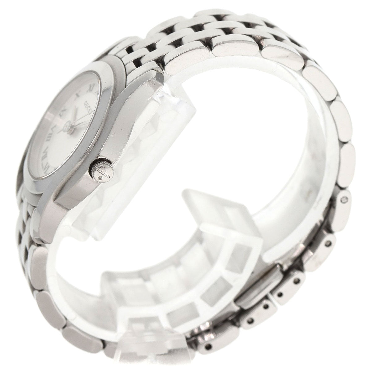Gucci Watches Quartz 5500L Stainless Steel , Stainless Steel Silver Round Face Silver Dial Women