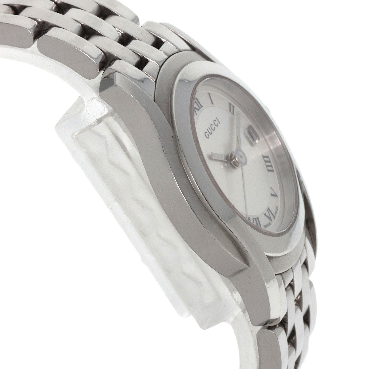 Gucci Watches Quartz 5500L Stainless Steel , Stainless Steel Silver Round Face Silver Dial Women