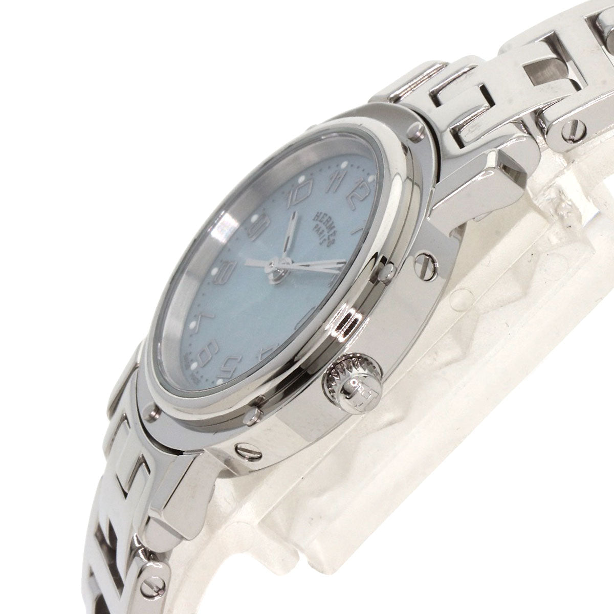 Hermes Watches Quartz Cl4.210 Stainless Steel , Stainless Steel Silver Clipper Nacre New Buckle