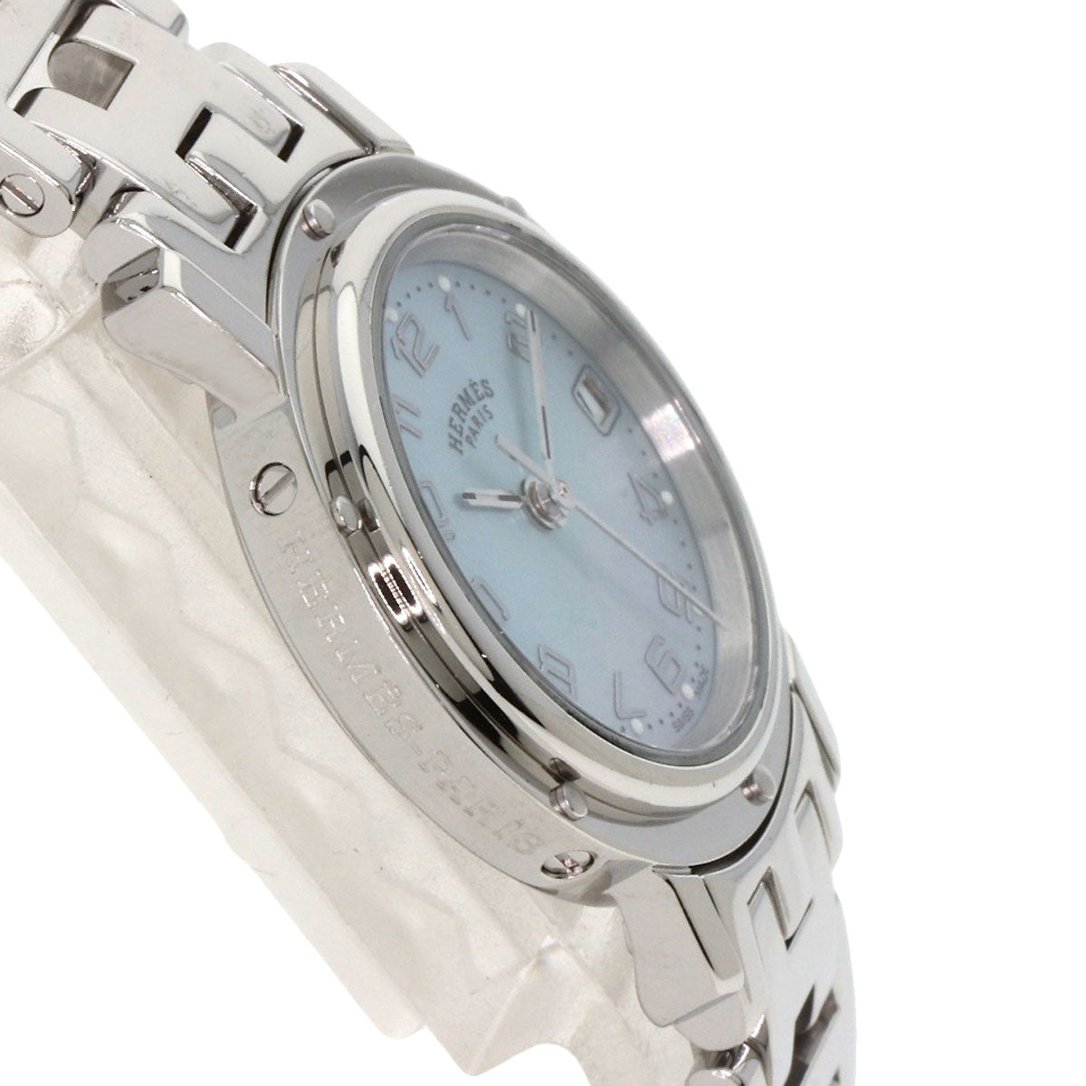 Hermes Watches Quartz Cl4.210 Stainless Steel , Stainless Steel Silver Clipper Nacre New Buckle