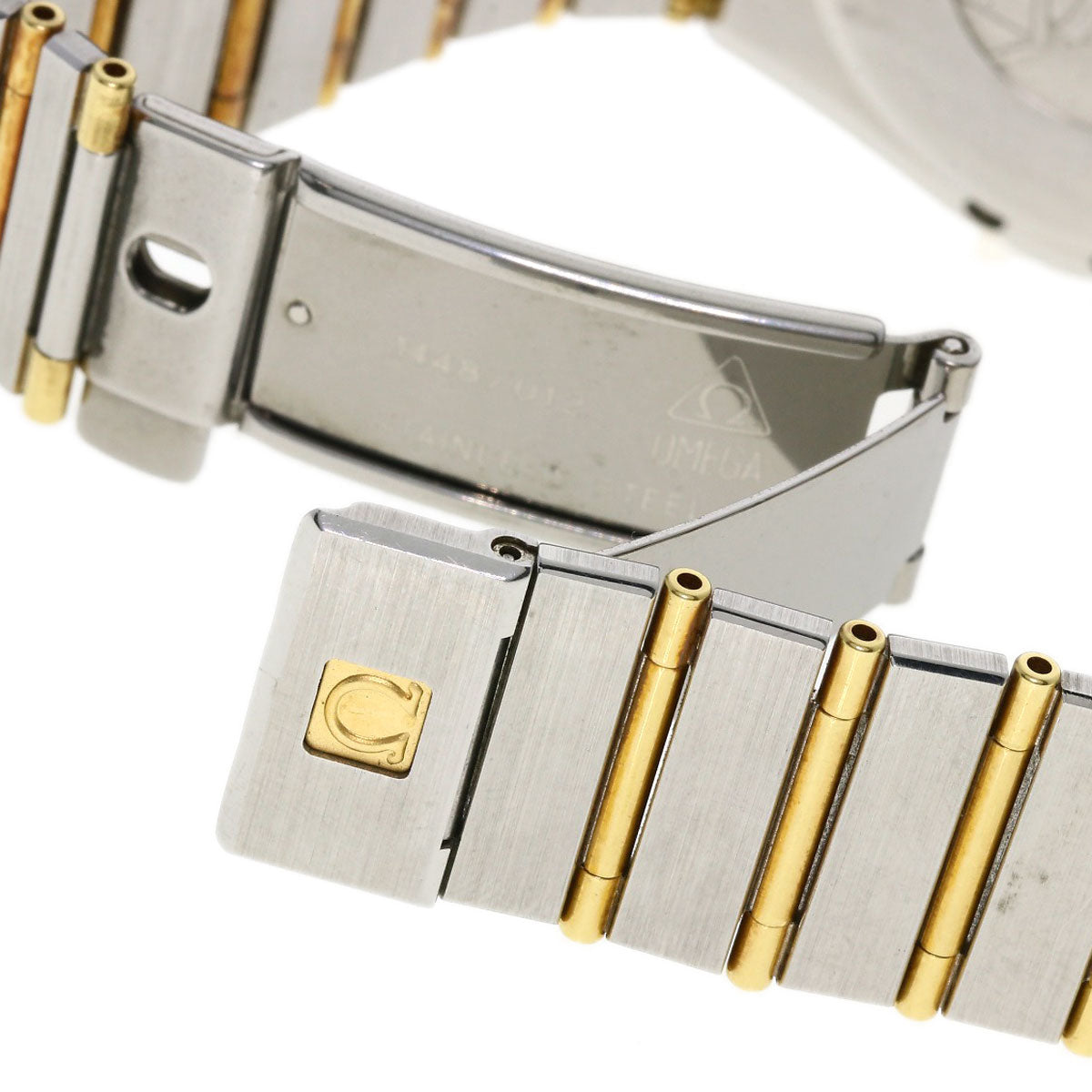 Omega Watches Quartz Stainless Steel, Combination, Diamond Gold Constellation Flat Bezel Full Bar