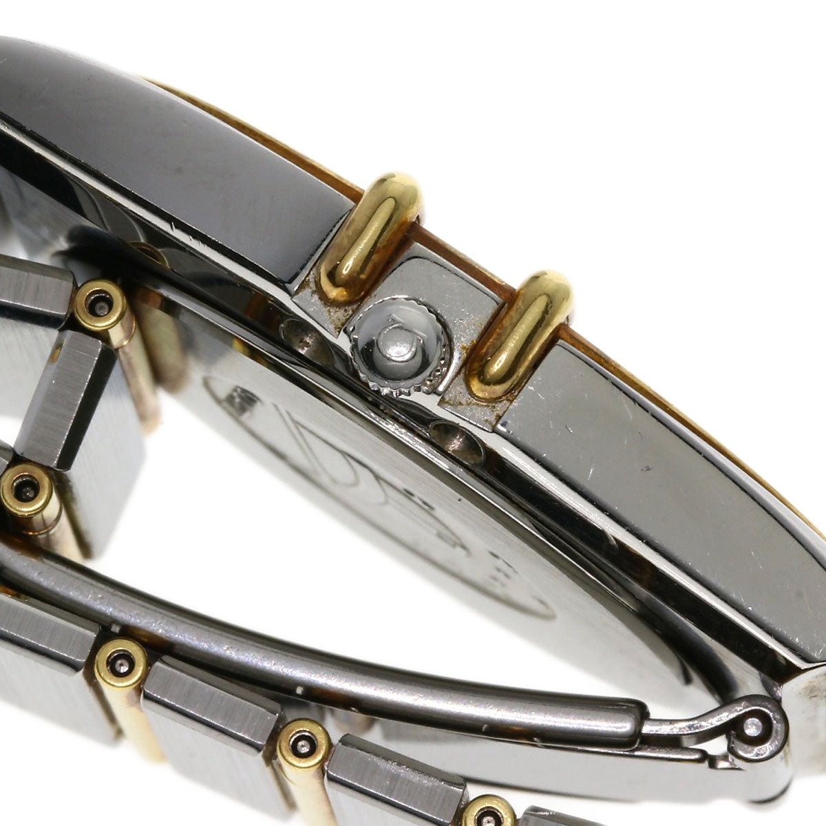 Omega Watches Quartz Stainless Steel, Combination, Diamond Gold Constellation Flat Bezel Full Bar