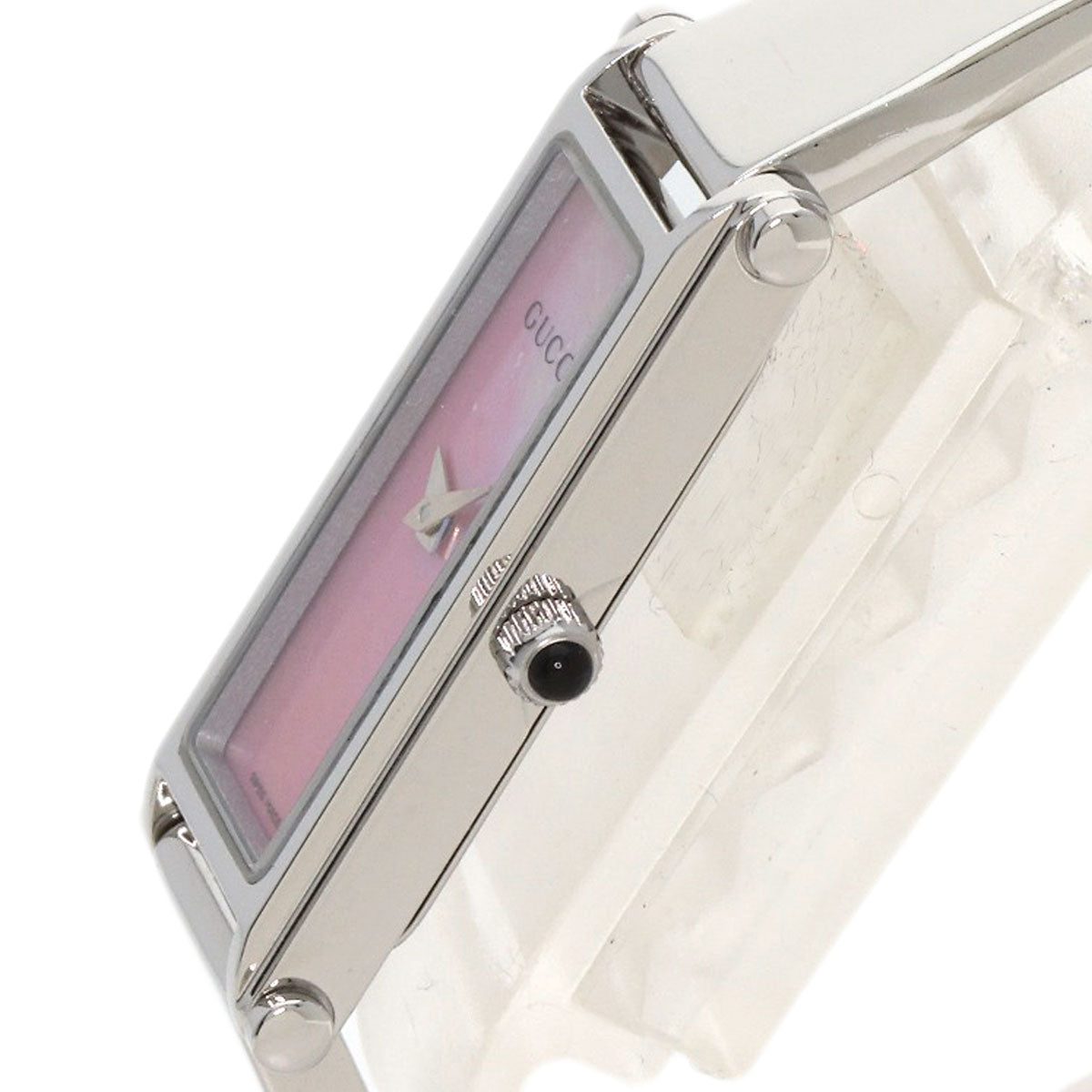 Gucci Watches Quartz 1500L Stainless Steel , Stainless Steel Silver Square Face Pink Shell Dial