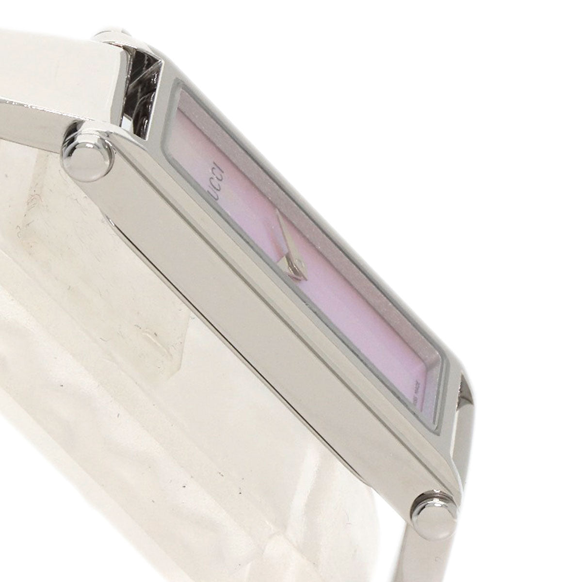 Gucci Watches Quartz 1500L Stainless Steel , Stainless Steel Silver Square Face Pink Shell Dial