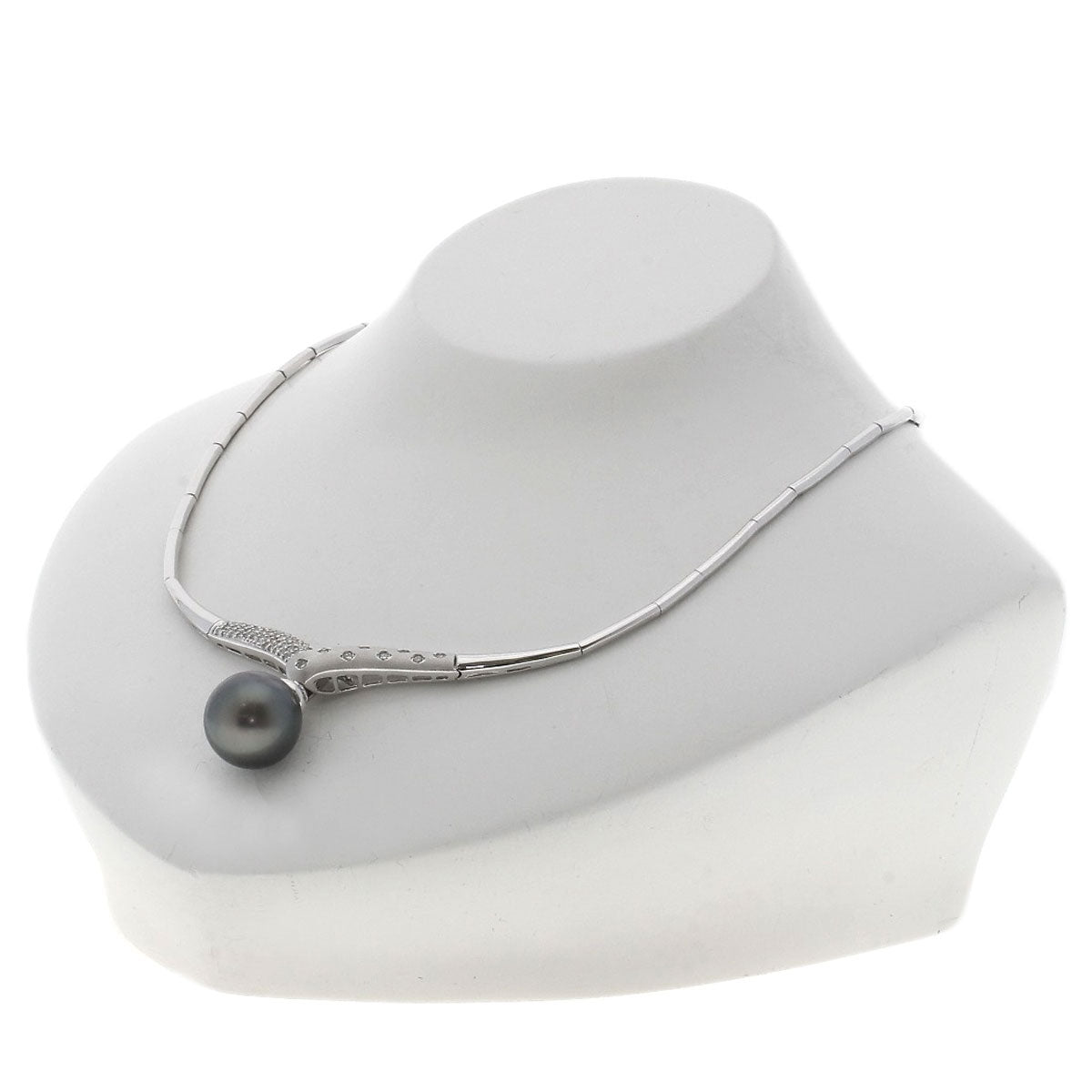 Select Jewelry Necklace K18Wg Silver Tahitian Pearl Pearl Diamond Women