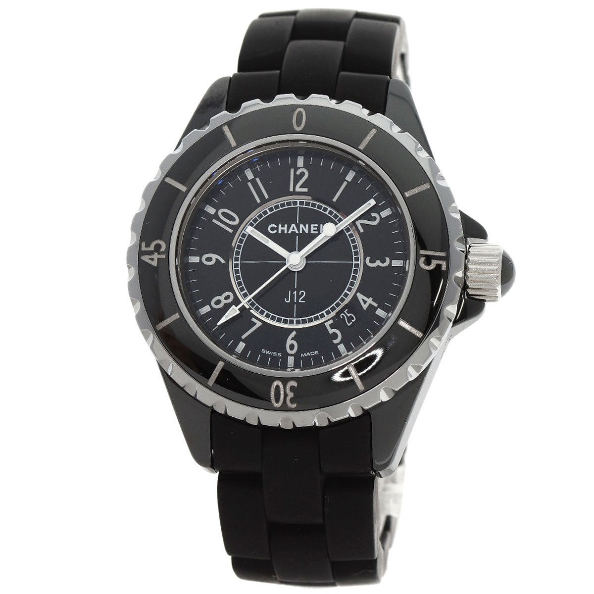 Chanel Watches Quartz H0681 Ceramic, Rubber Black J12 1.3" Black Dial Women