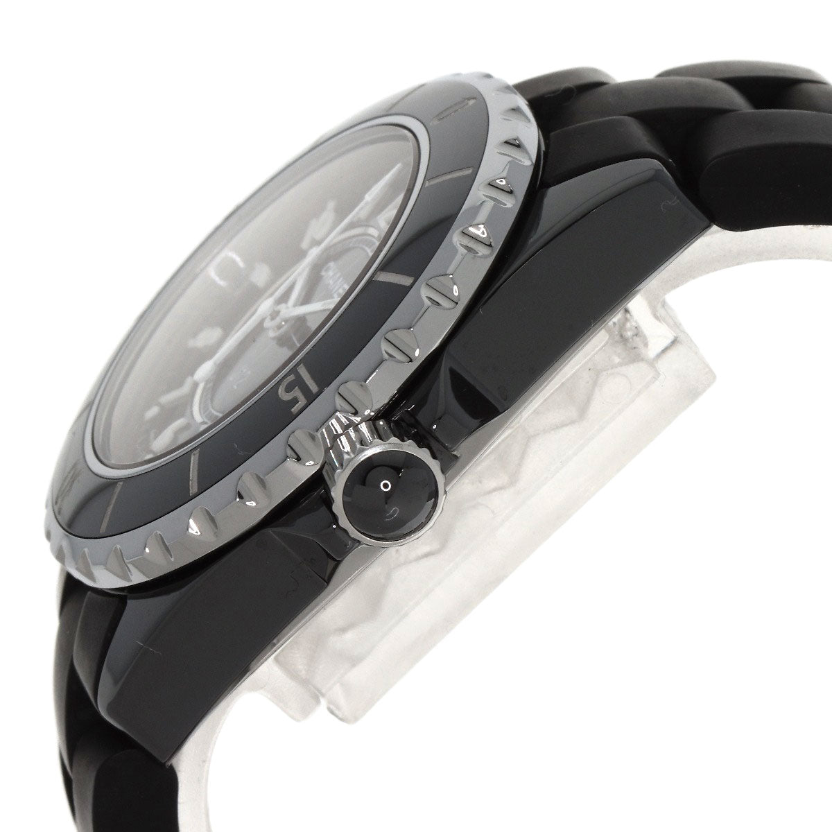 Chanel Watches Quartz H0681 Ceramic, Rubber Black J12 1.3" Black Dial Women