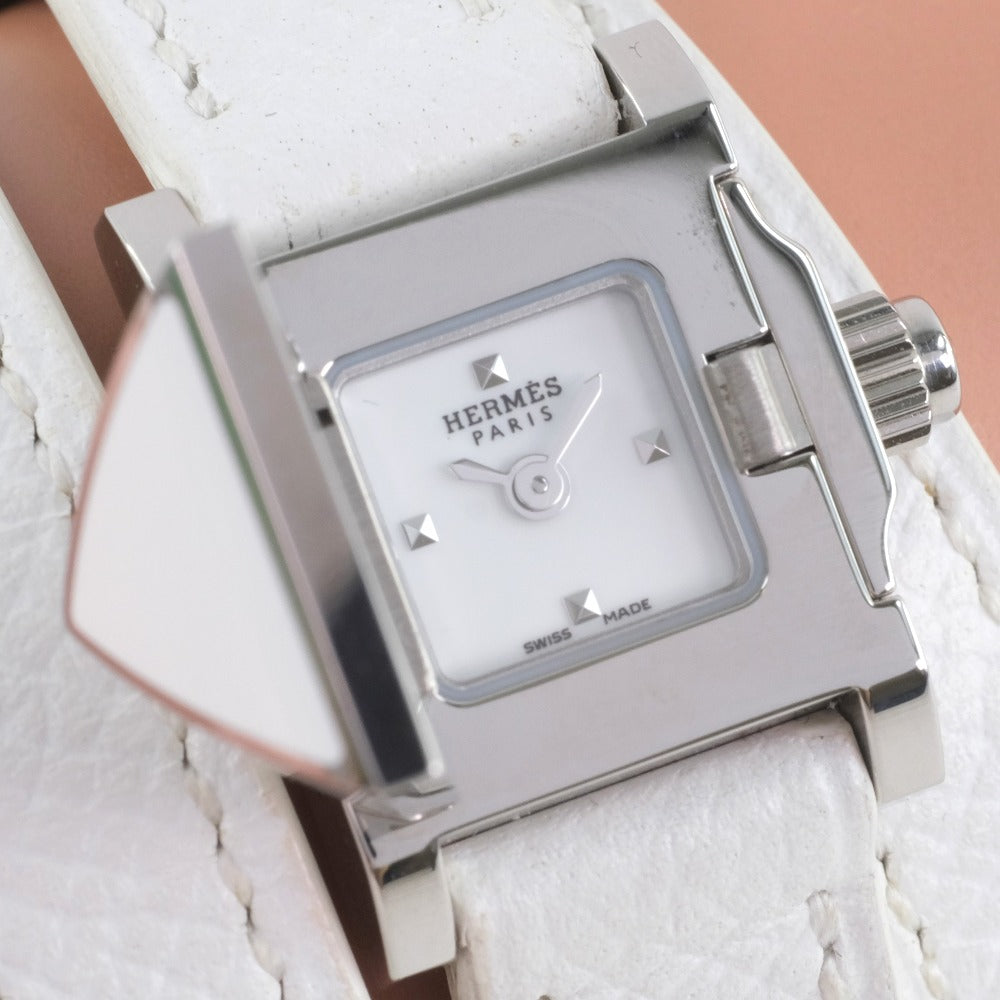 Hermes Watches Quartz Me2.112 Stainless Steel , Leather White Triple Tour Medor Rock White Dial