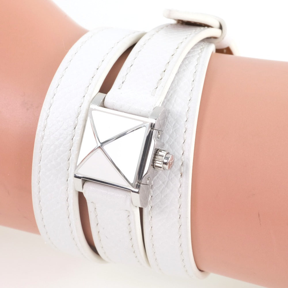 Hermes Watches Quartz Me2.112 Stainless Steel , Leather White Triple Tour Medor Rock White Dial
