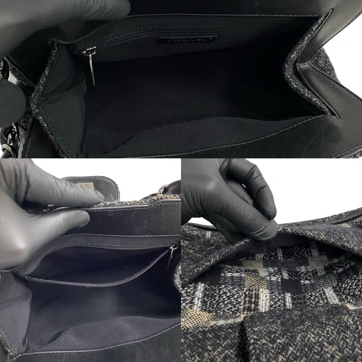 Chanel Shoulder Bag Tweed, Lambskin Multicolor Coco Mark Women