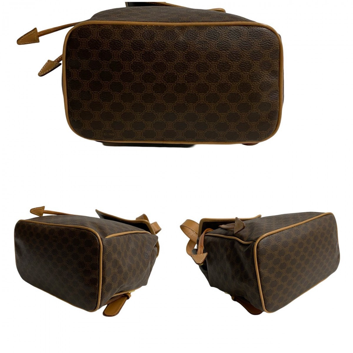 Celine Backpack Leather, Pvc Brown Ringmetal Logo Macadam Blason Triomphepattern Women