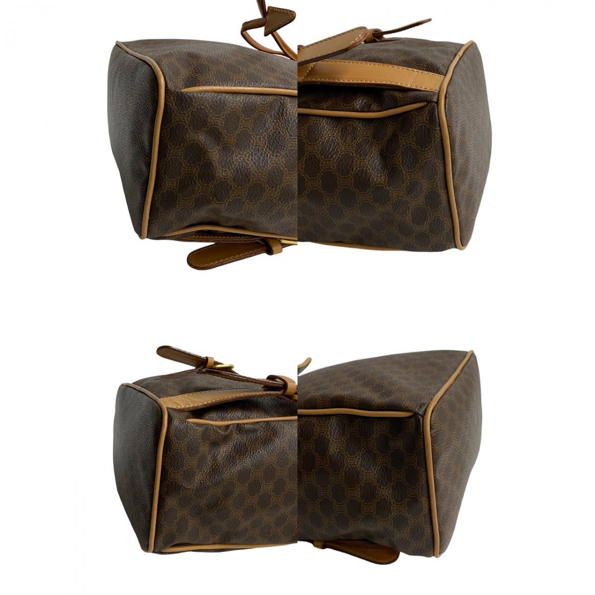 Celine Backpack Leather, Pvc Brown Ringmetal Logo Macadam Blason Triomphepattern Women