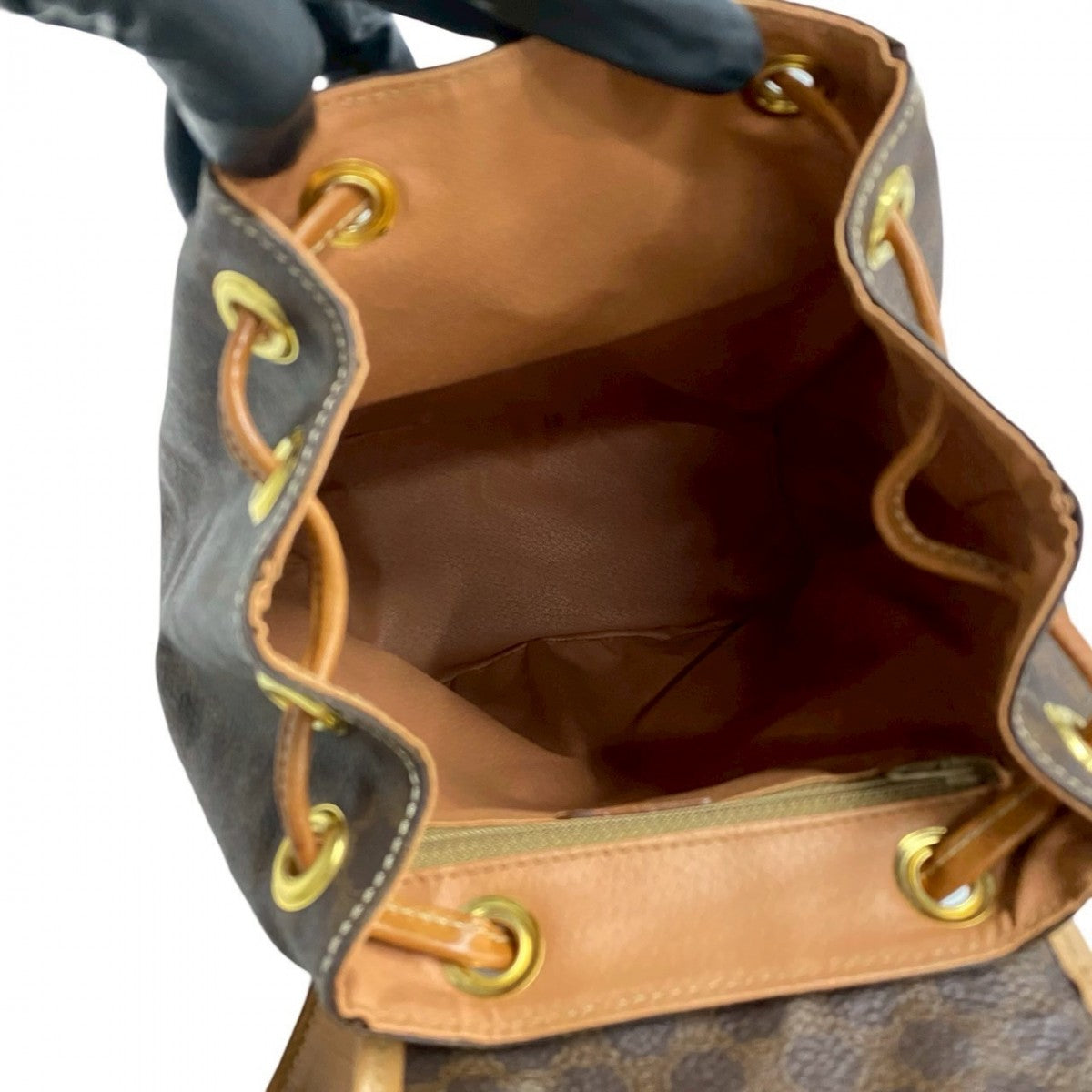 Celine Backpack Leather, Pvc Brown Ringmetal Logo Macadam Blason Triomphepattern Women