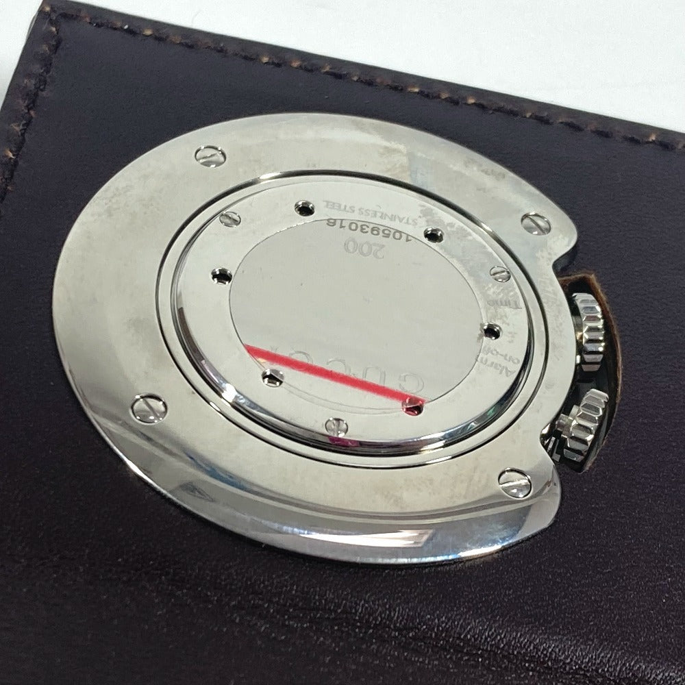 Gucci Table Clock Quartz 200 Sima Leather Silver
