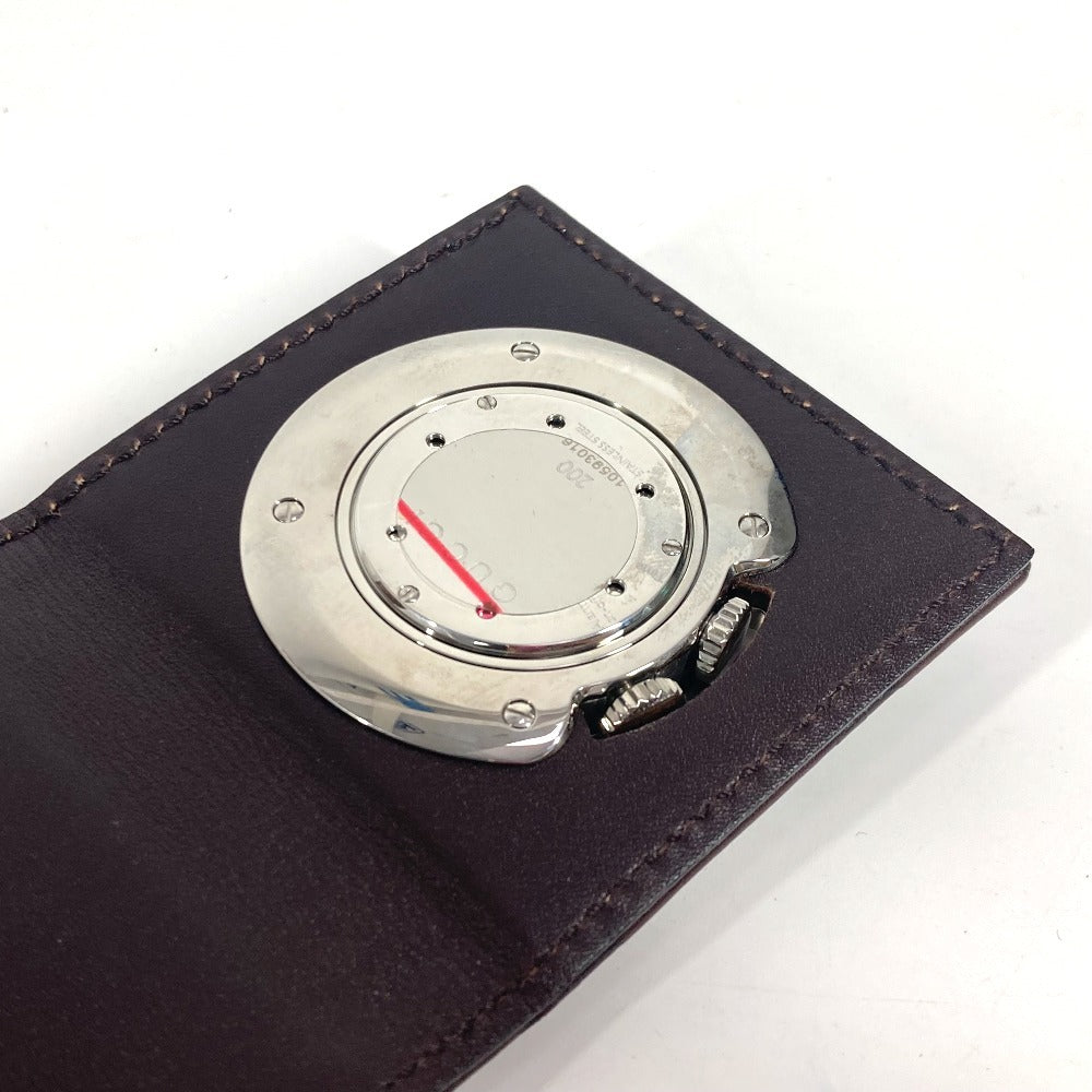 Gucci Table Clock Quartz 200 Sima Leather Silver