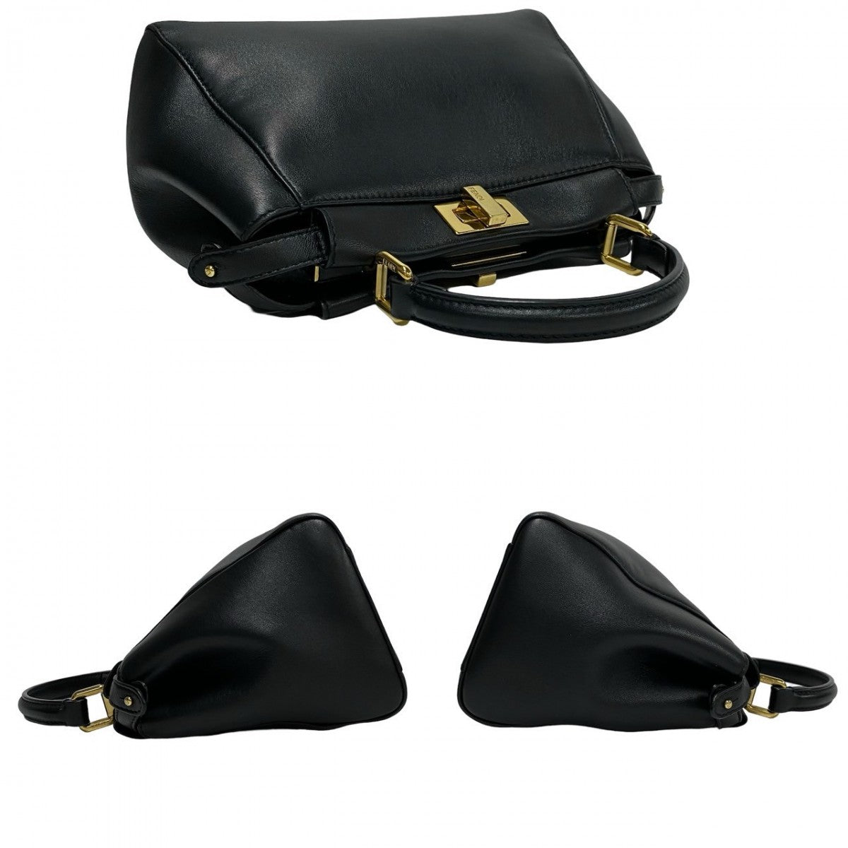 Fendi Shoulder Bag Leather Black Peek-A-Boo Mini Women