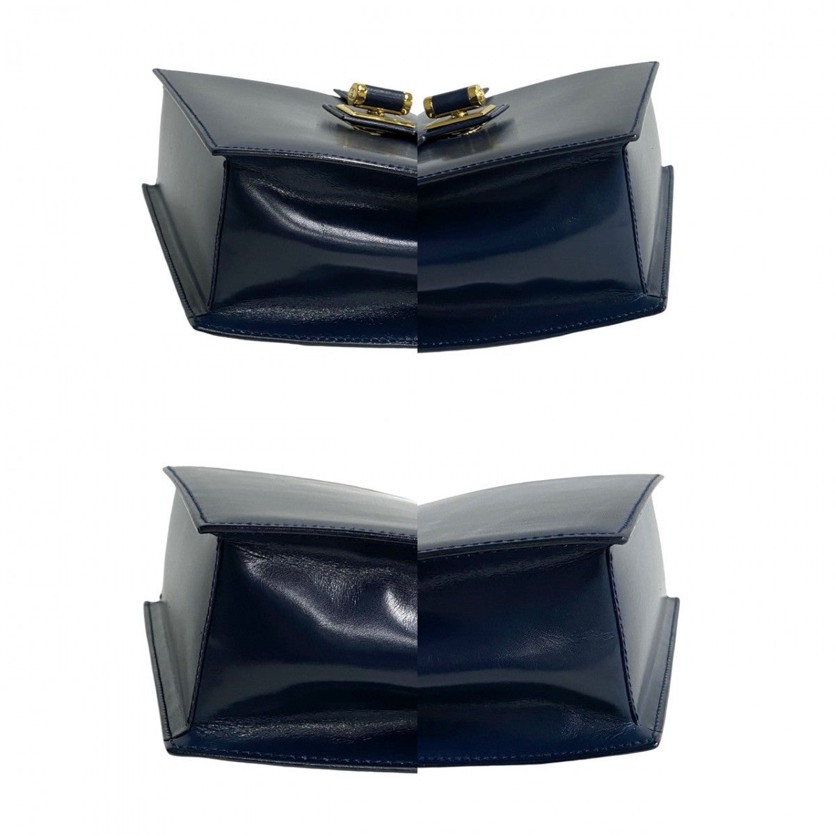 Gucci Handbag Leather Navy Gg Logometal Old Gucci Women
