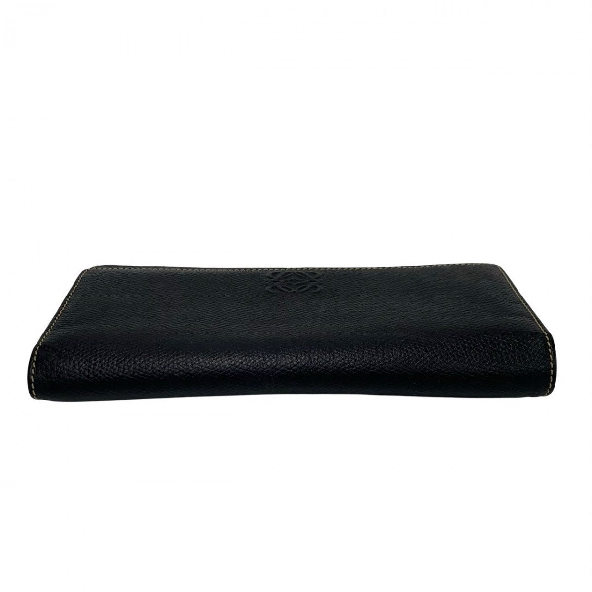 Loewe Long Wallet Purse Leather Black Anagram Logo Women(Unisex)