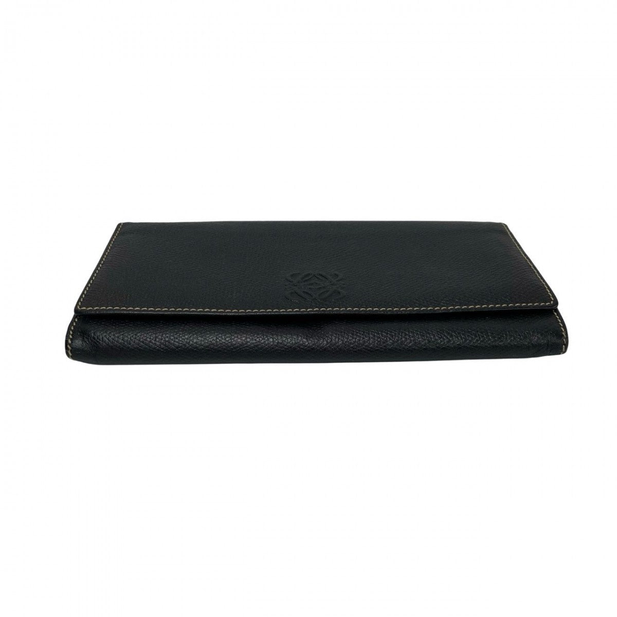 Loewe Long Wallet Purse Leather Black Anagram Logo Women(Unisex)