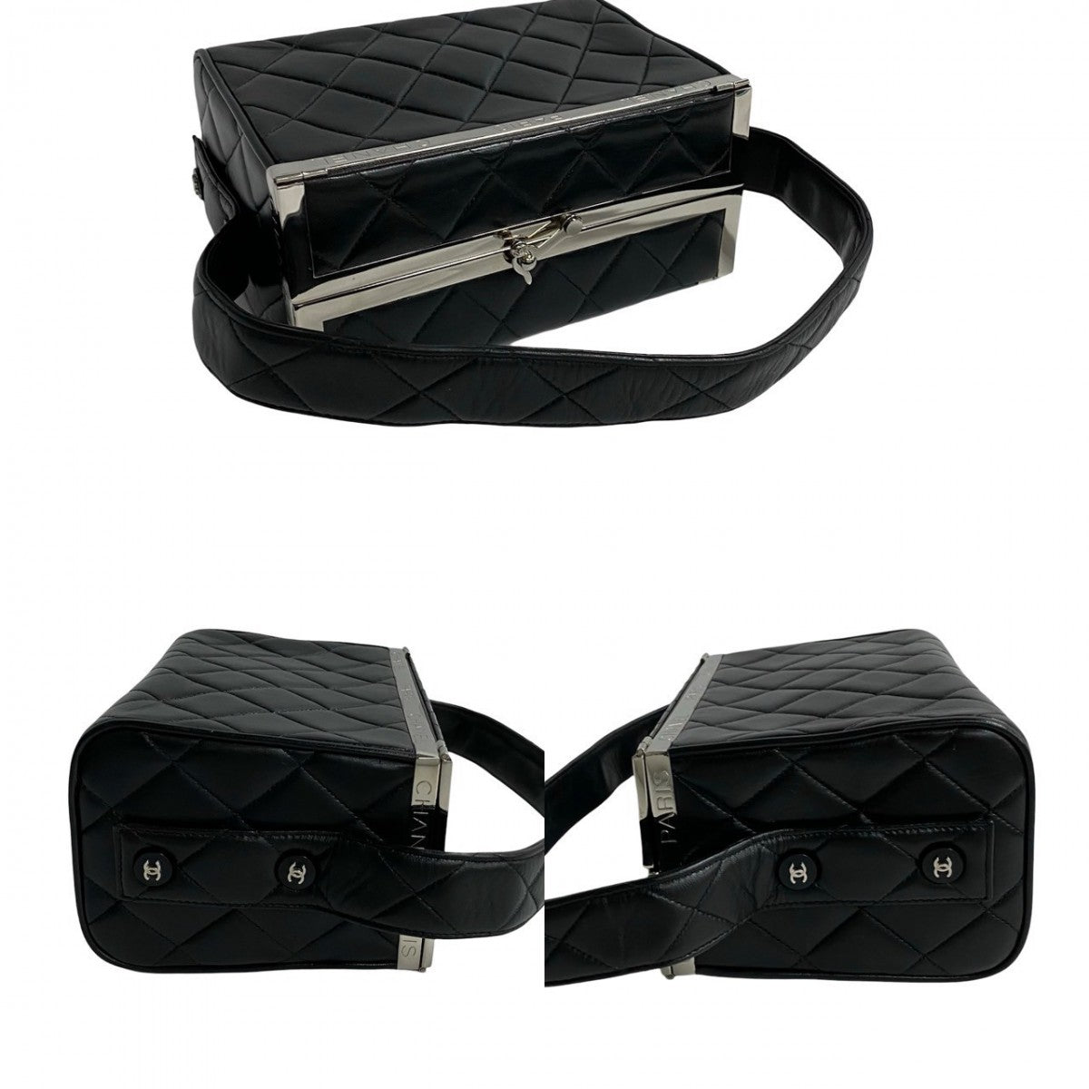 Chanel Handbag Lambskin Black Kannon Vanity Women