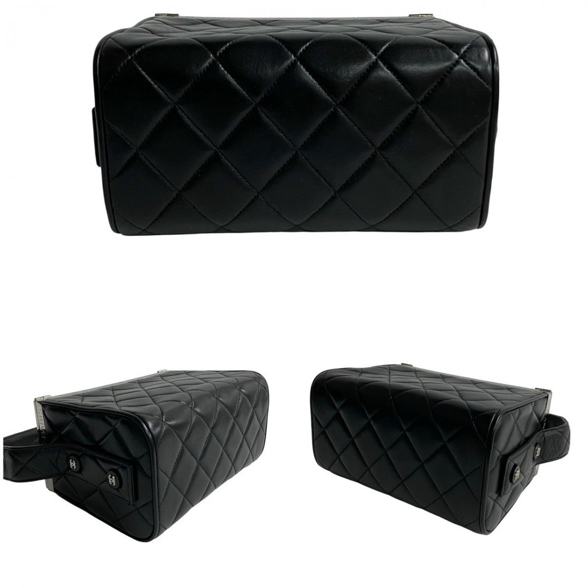 Chanel Handbag Lambskin Black Kannon Vanity Women
