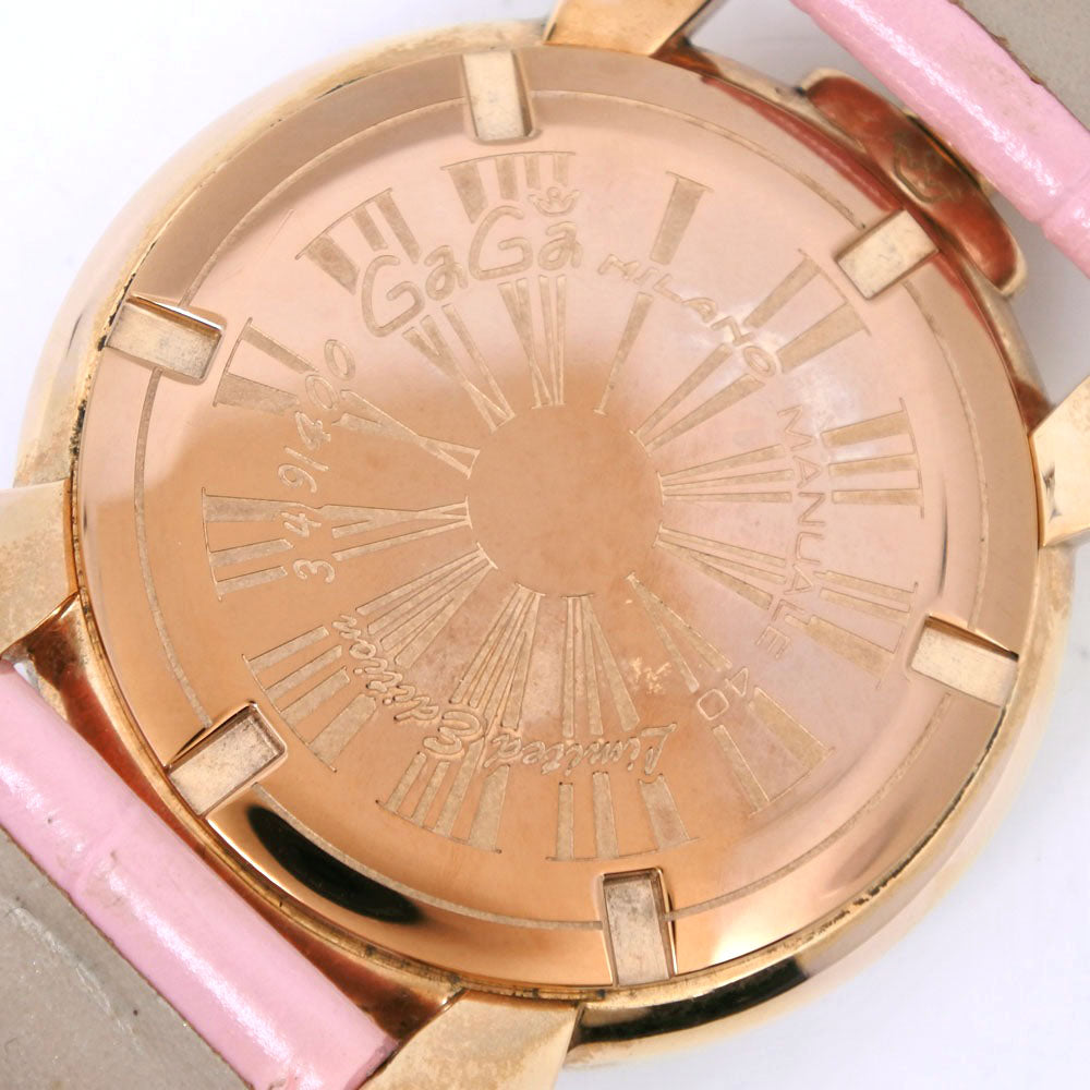 Gaga Milano Watches Quartz 5012.Wh.Kala Stainless Steel , Leather Pink Manure 40 White Dial