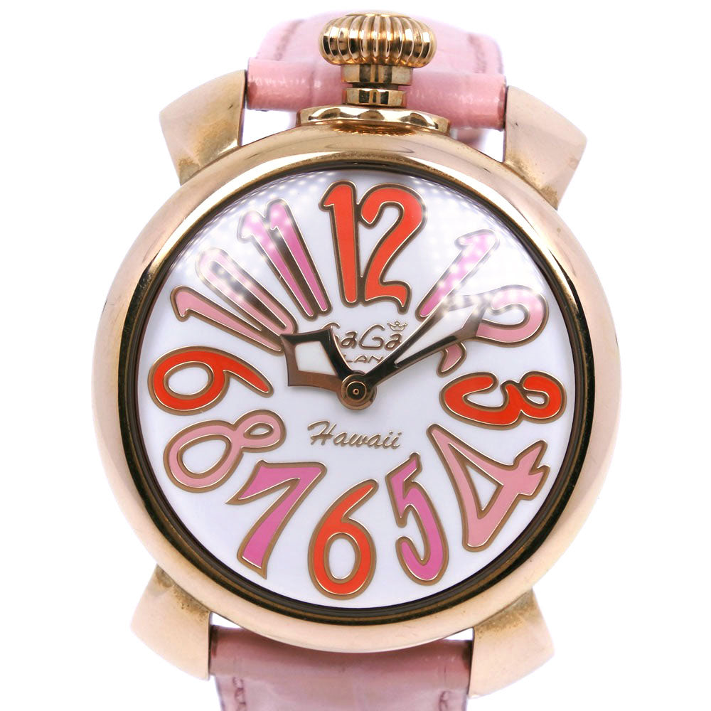 Gaga Milano Watches Quartz 5012.Wh.Kala Stainless Steel , Leather Pink Manure 40 White Dial