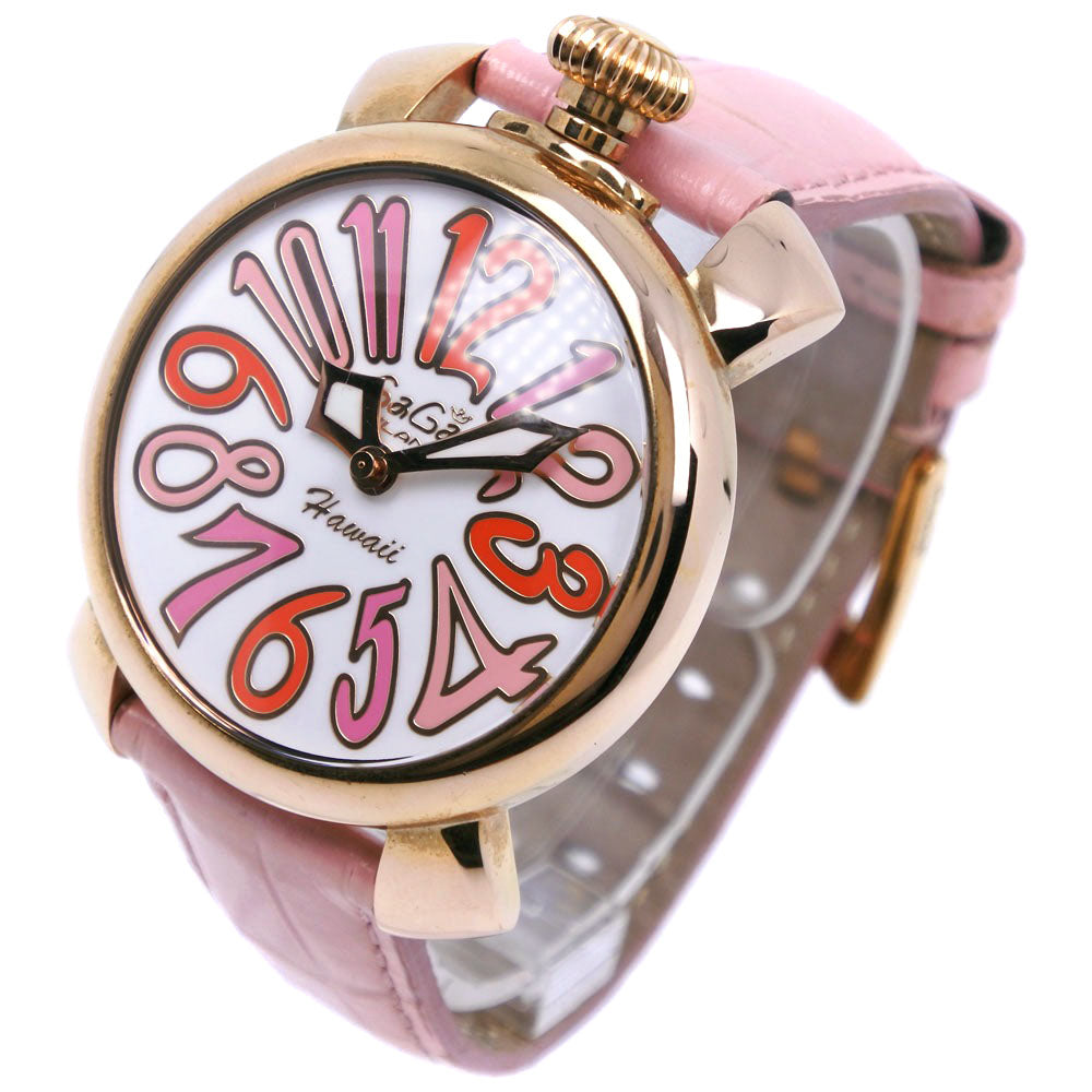 Gaga Milano Watches Quartz 5012.Wh.Kala Stainless Steel , Leather Pink Manure 40 White Dial