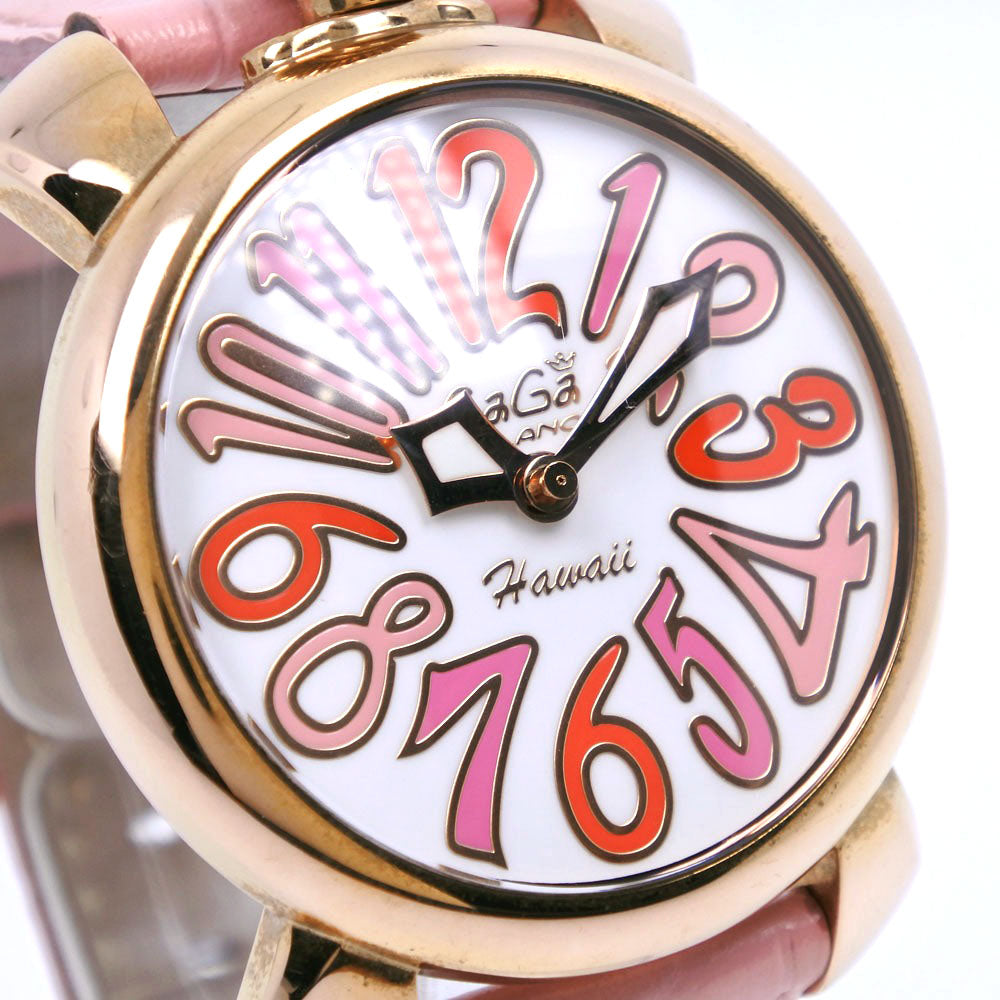 Gaga Milano Watches Quartz 5012.Wh.Kala Stainless Steel , Leather Pink Manure 40 White Dial