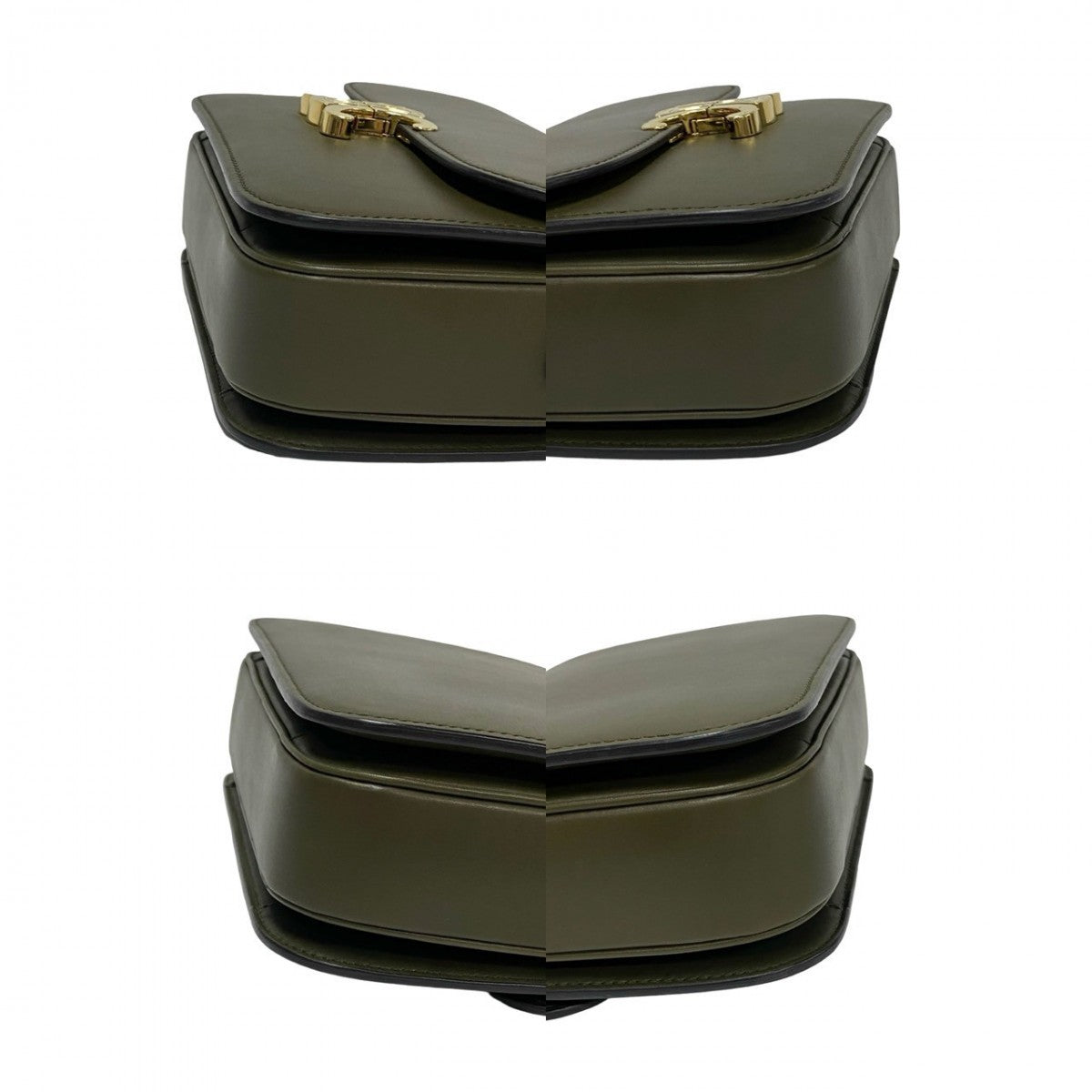 Celine Shoulder Bag Leather Khaki Classic Triomphe Women