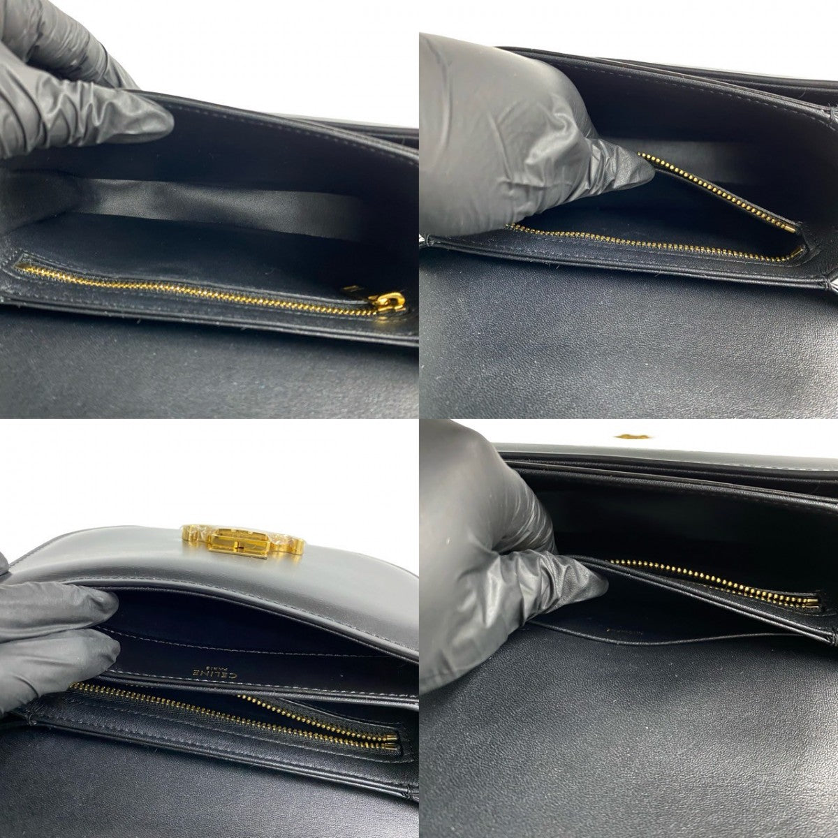 Celine Shoulder Bag Leather Black Teen Chain Busas Women