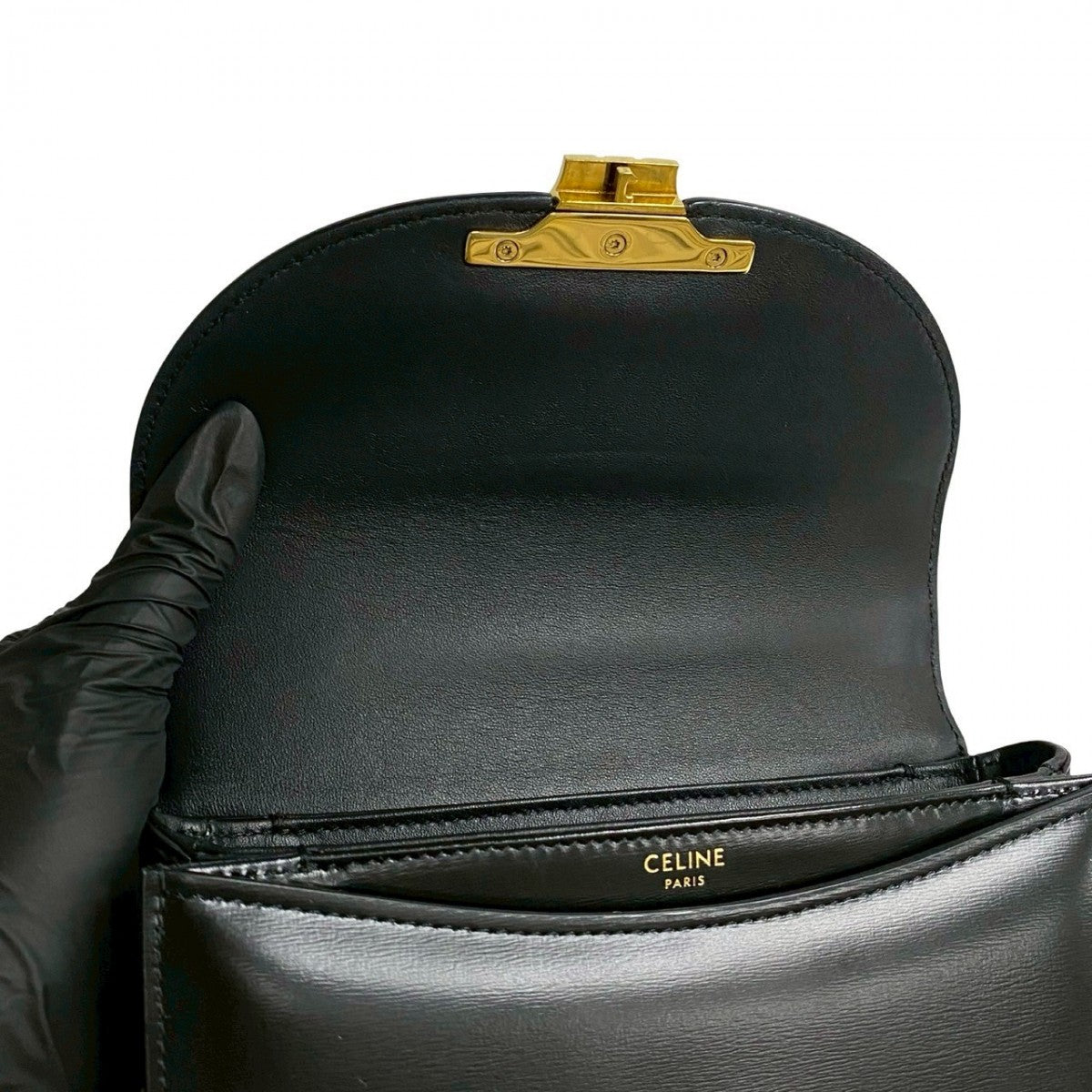 Celine Shoulder Bag Leather Black Teen Chain Busas Women