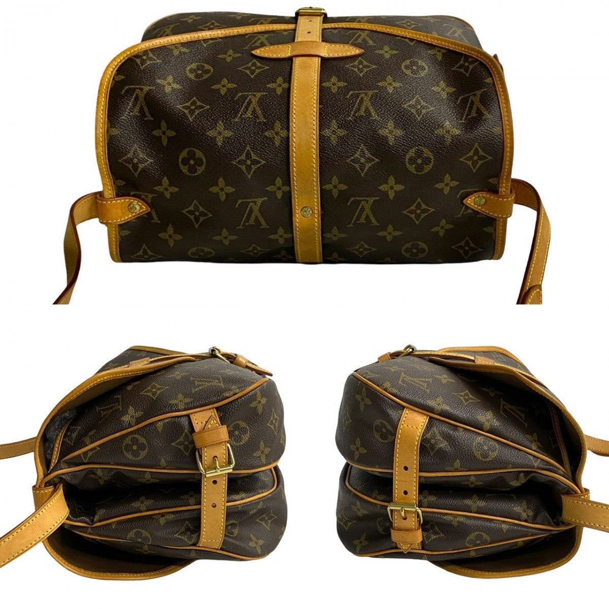 Louis Vuitton Shoulder Bag M42256 Leather, Pvc Brown Monogram Saumur 30 Mens(Unisex)