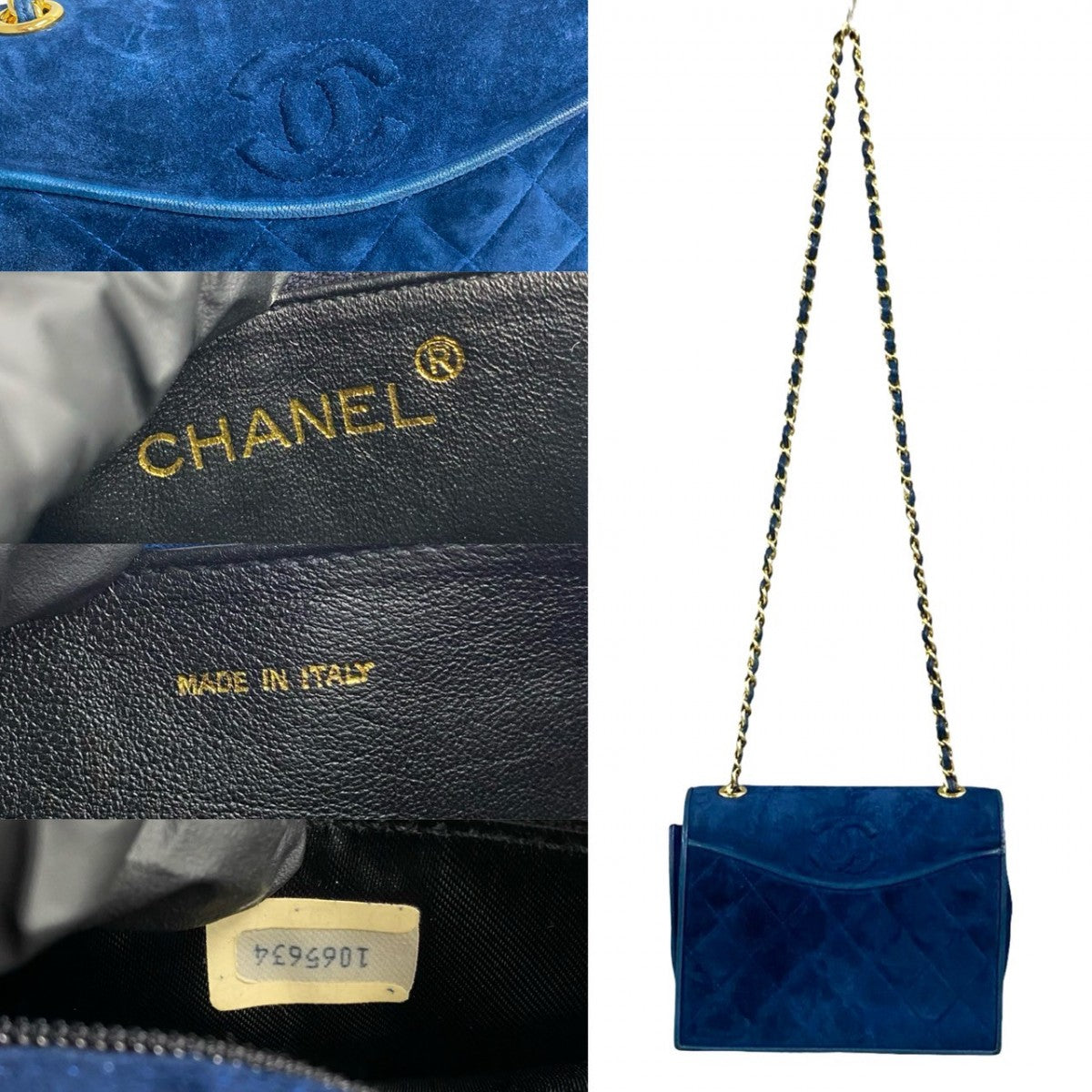 Chanel Shoulder Bag Leather Blue Matrasse Women