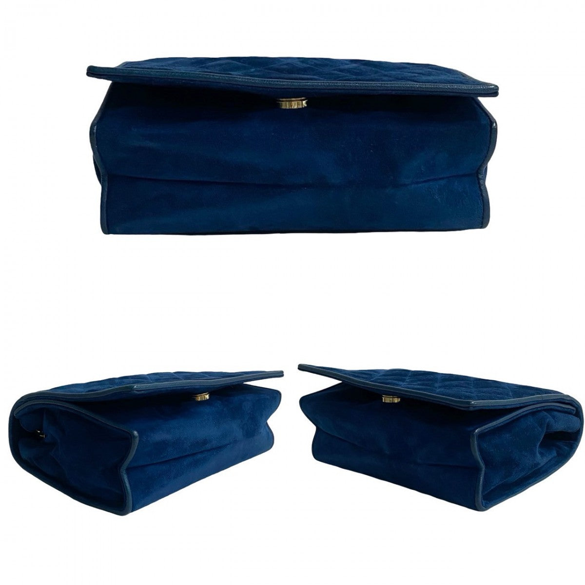 Chanel Shoulder Bag Leather Blue Matrasse Women
