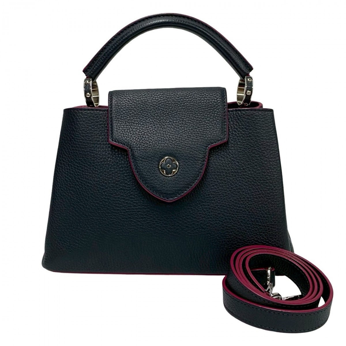 Louis Vuitton Shoulder Bag M42245 Taurillon Clemence Leather Navy Capsine Bb Women