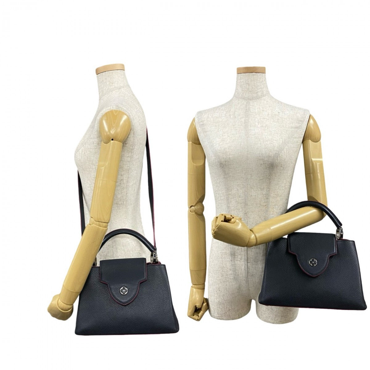 Louis Vuitton Shoulder Bag M42245 Taurillon Clemence Leather Navy Capsine Bb Women