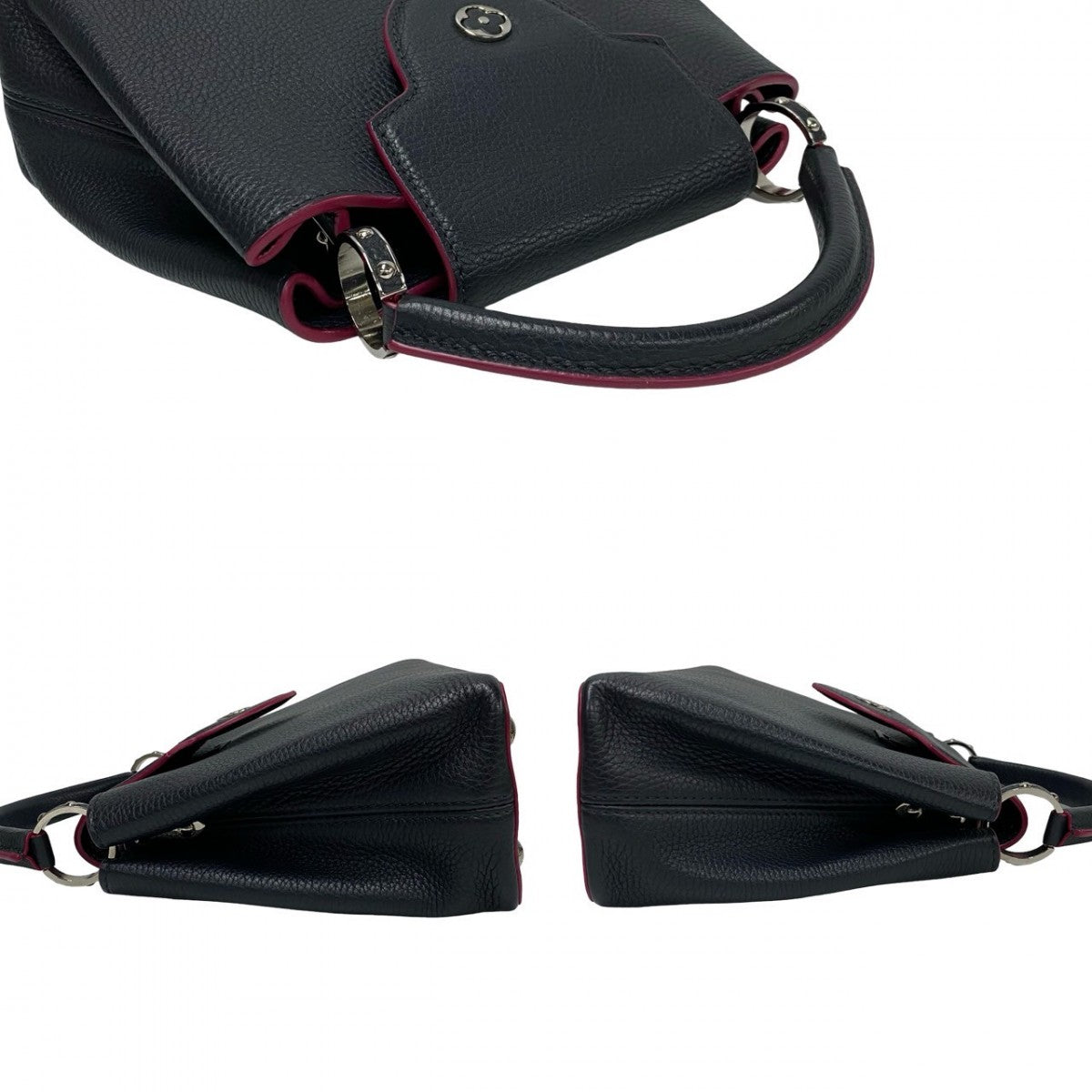 Louis Vuitton Shoulder Bag M42245 Taurillon Clemence Leather Navy Capsine Bb Women