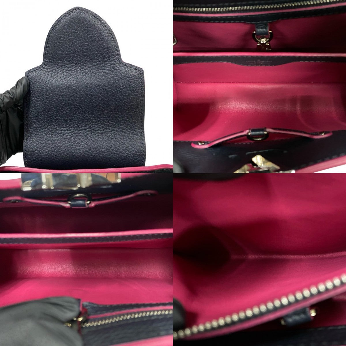 Louis Vuitton Shoulder Bag M42245 Taurillon Clemence Leather Navy Capsine Bb Women