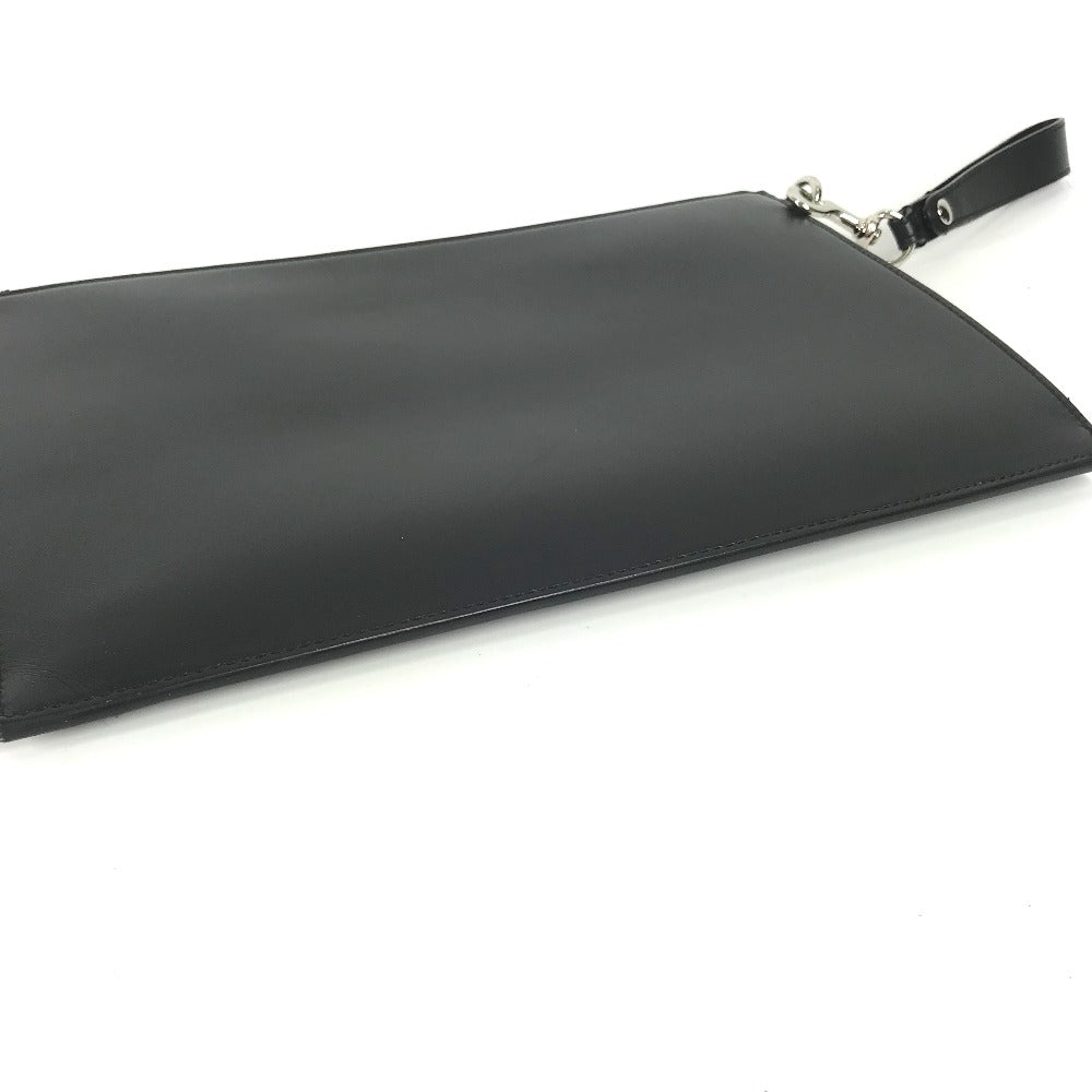 Gucci Clutch Bag 597678 Leather Black Bag Pouch Braid Embroidery Logo Unisex(Unisex)
