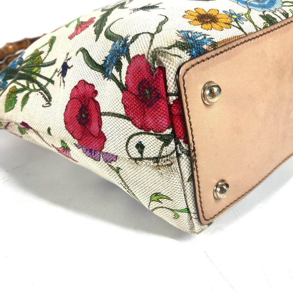 Gucci Handbag 140203 Canvas Multicolor Flora Bamboo Floral Flower