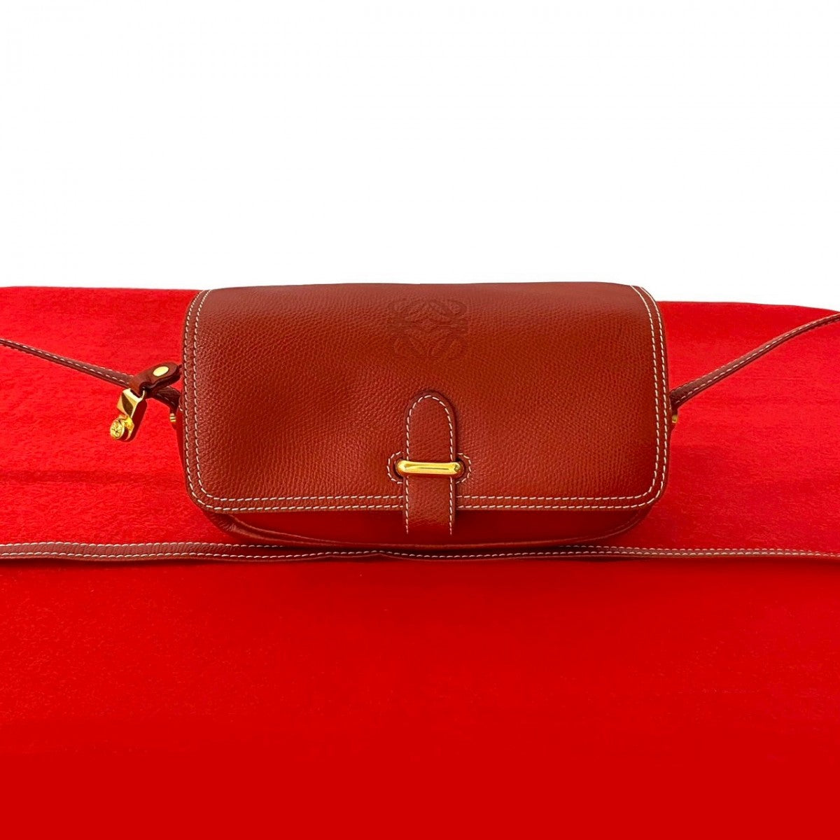 Loewe Shoulder Bag Leather Red Anagram Logo Women