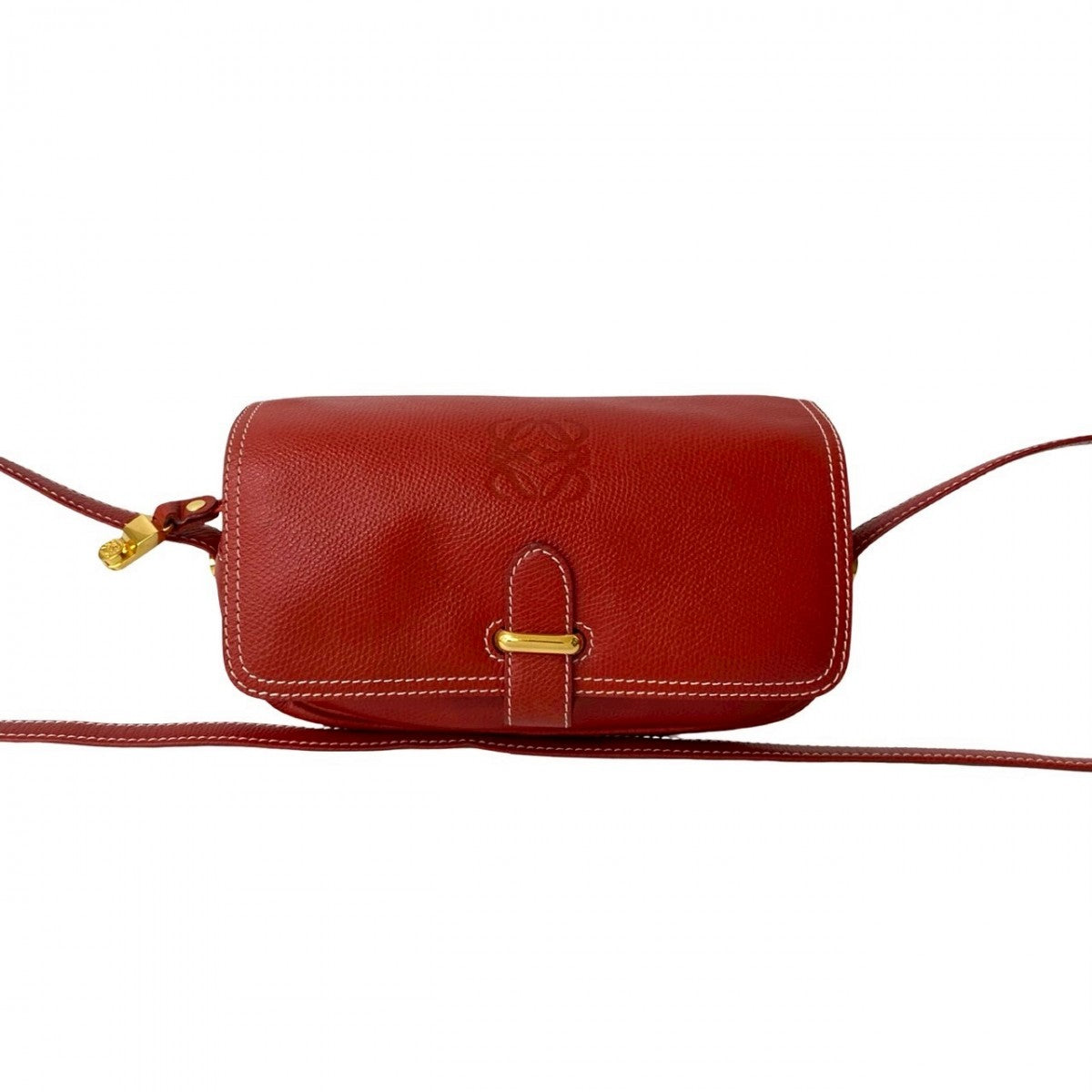 Loewe Shoulder Bag Leather Red Anagram Logo Women