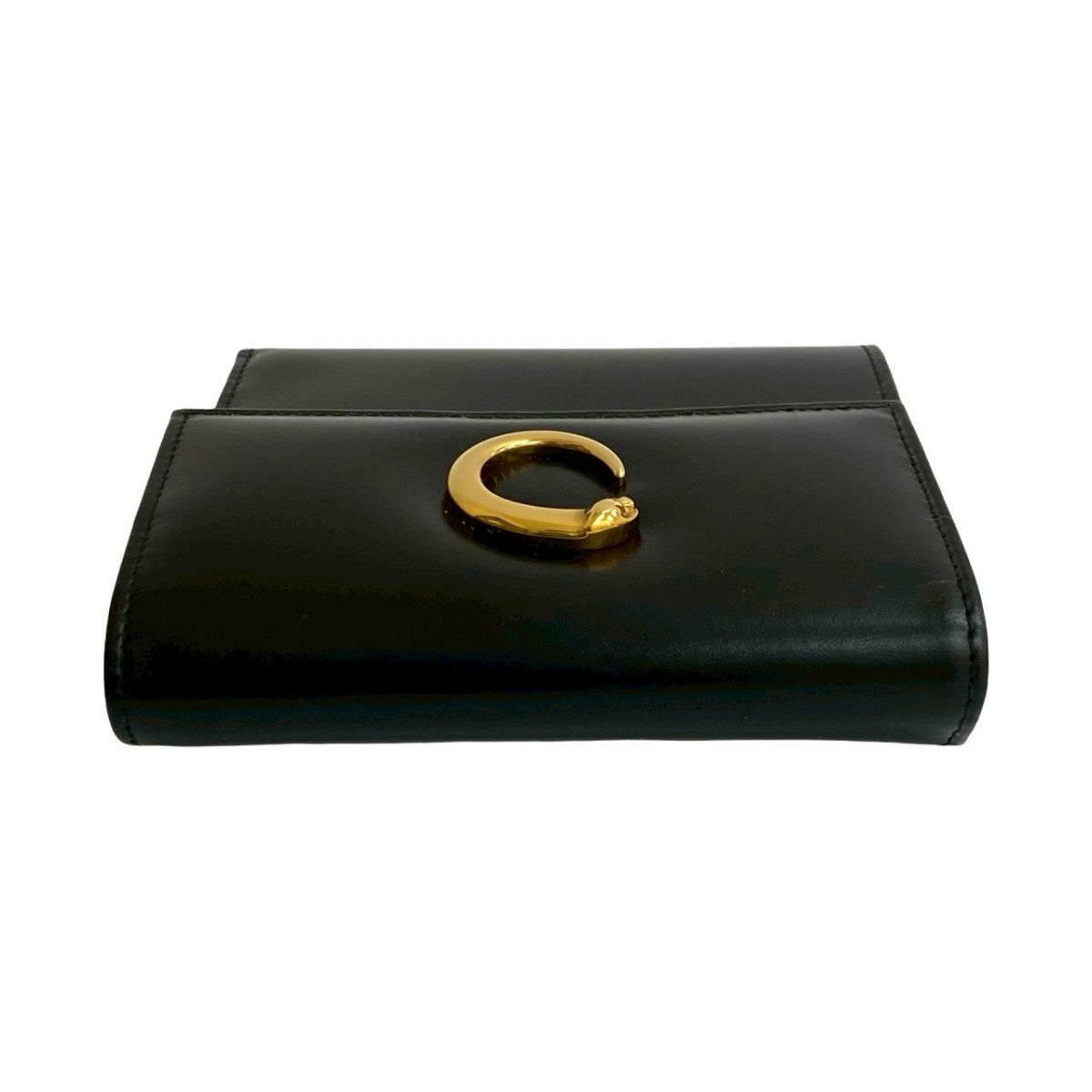 Cartier Bifold Wallet Leather Black Panther Line Mens(Unisex)