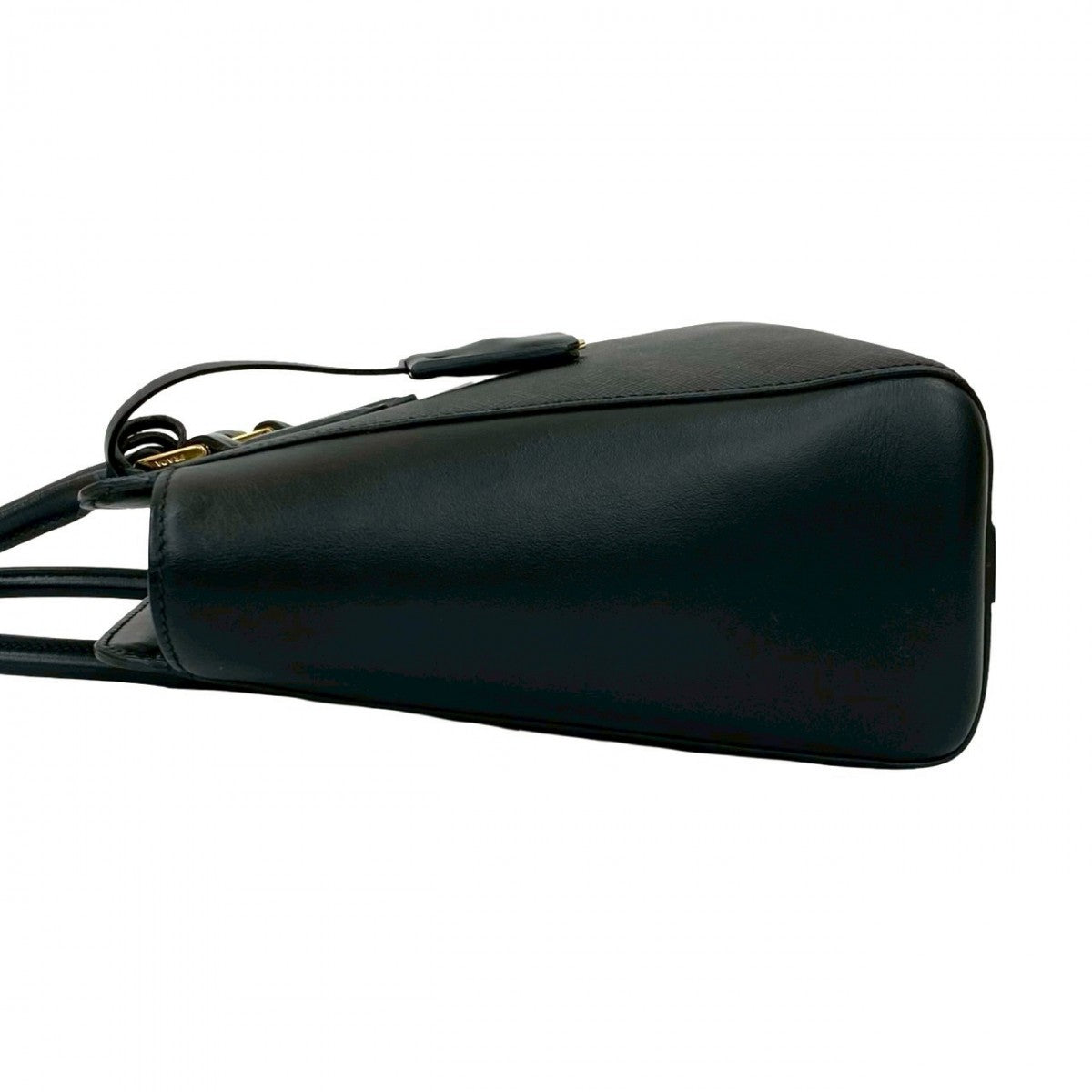 Prada Shoulder Bag Leather Black Logo Metal Galleria Women