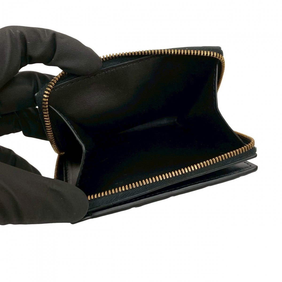 Bottegaveneta Bifold Wallet Leather Black Intrecciato Women(Unisex)
